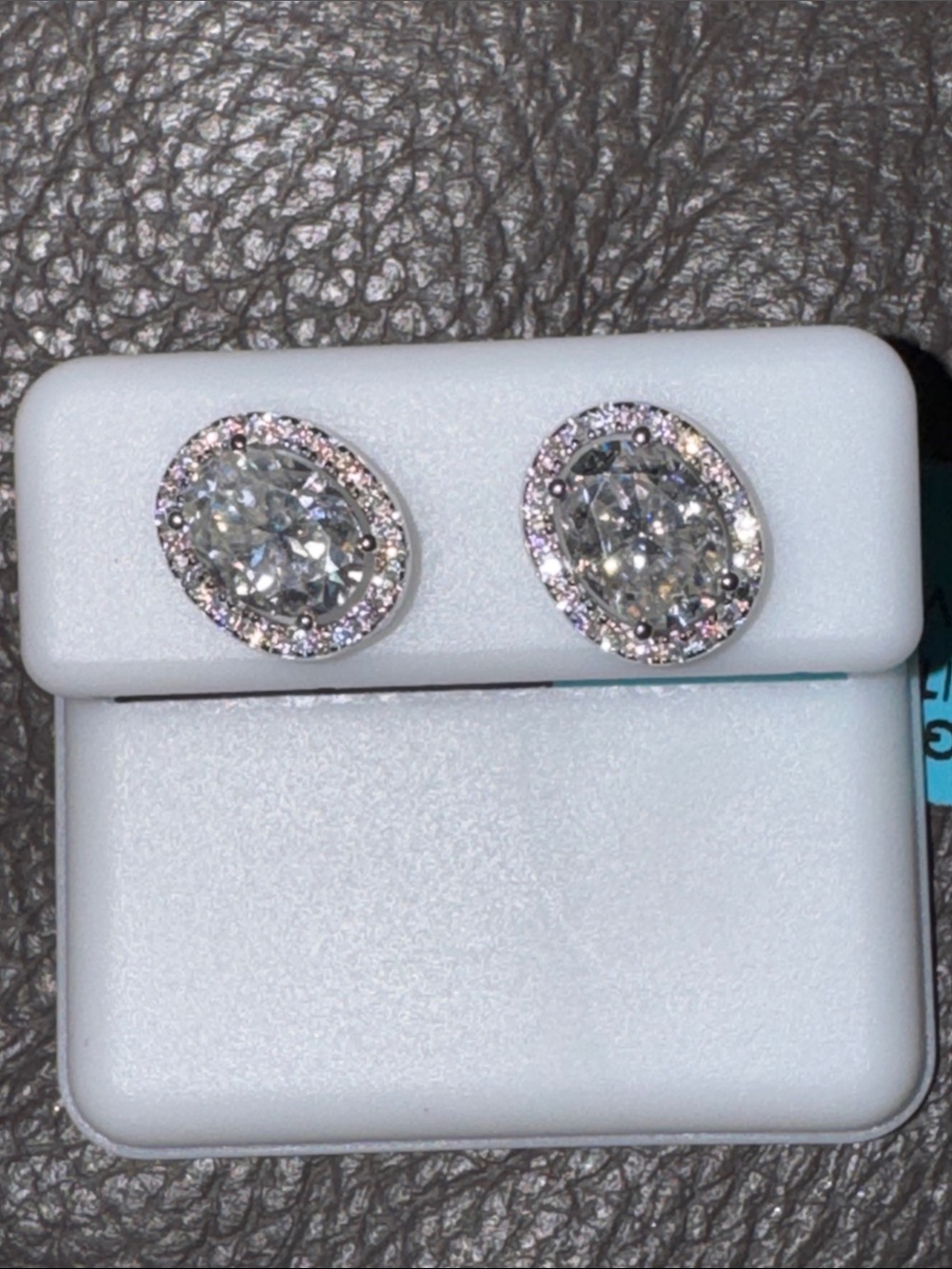 3.27 CTW Moissanite Oval Halo Studs in 925 Sterling Silver
